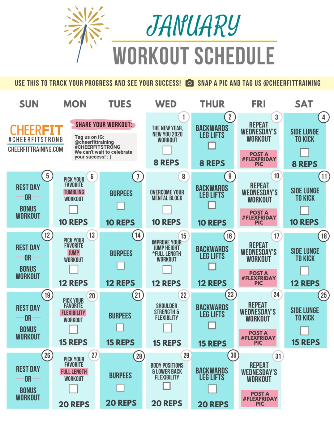 January Workout Plan CHEERFIT
